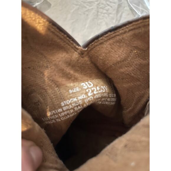 Justin Western Cowboy Boots Brown Leather Youth Size 3D (Big Kids) - Picture 4 of 8